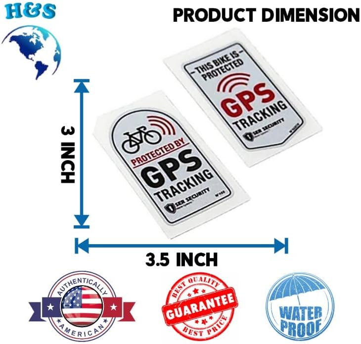 מדבקת מעקב GPS אזהרה | אזעקת גשש | מכונית - אופניים - מדבקת פגוש מוגנת על אופנוע 3 ב- x 3.5 ב